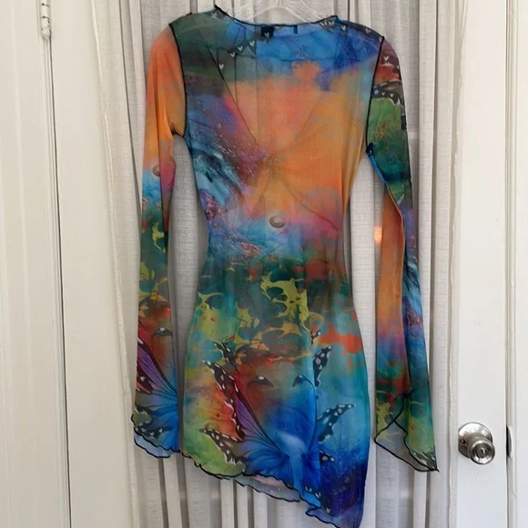 Jaded London Butterfly Tie-Dye Mesh Cutout Mini Dress - Picture 5 of 6